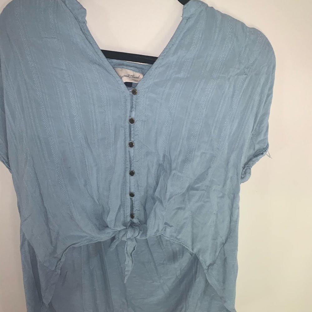 Blue button up t shirt